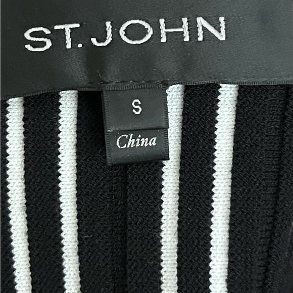 NWT St John 2 Pc Zipper Jacket and Sleeveless Top Blk & White Rayon Sz S - Picture 3 of 15